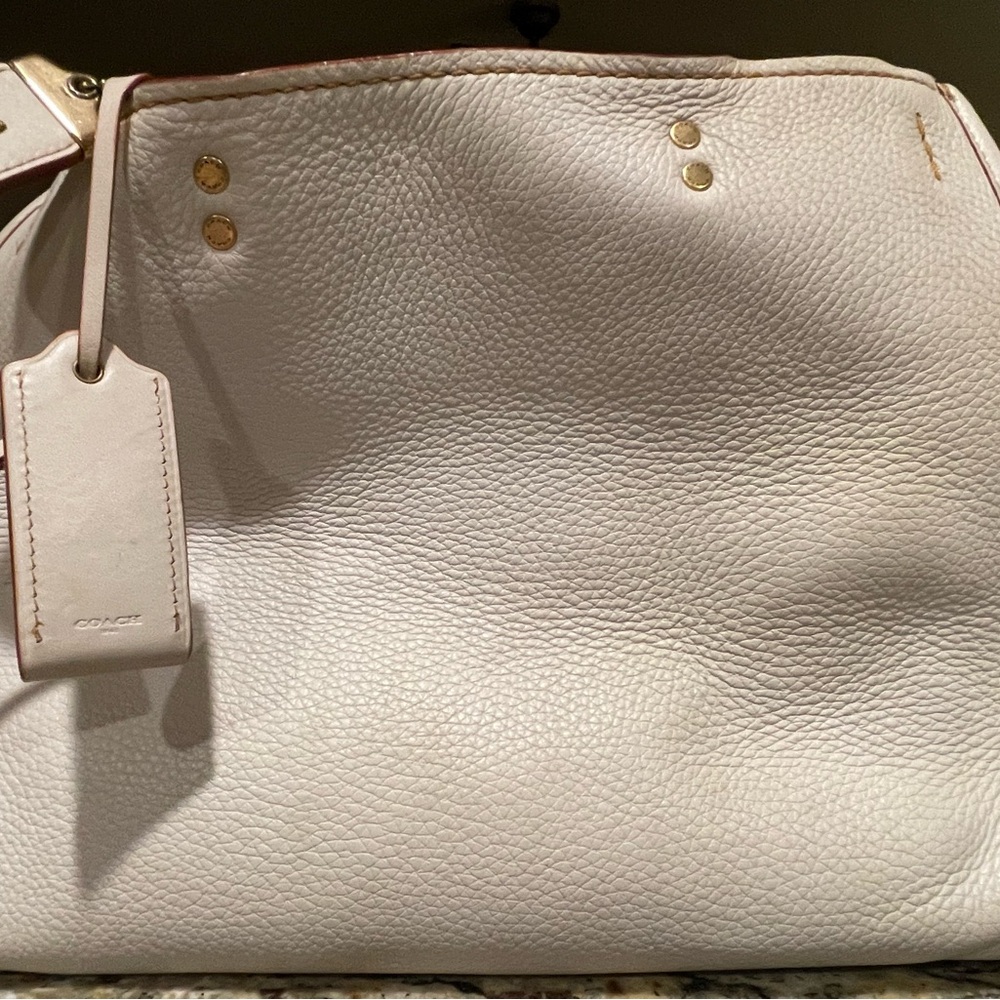 Coach 1941 Rogue 38124 Chalk Natural Pebble Leather with Oxblood, Suede Lining - Picture 11 of 12